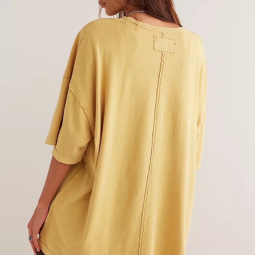 NWT Free People Oversized Devon Cotton Tee in Pampas size- EXTRA SMALL - Picture 2 of 5